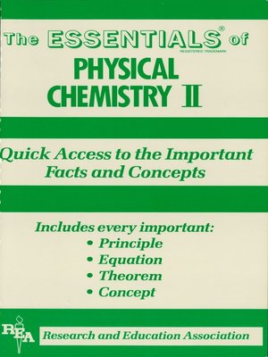 cover image of Physical Chemistry II Essentials
